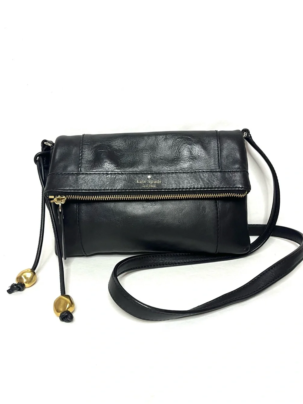 Kate Spade Fremont Place Julian Black Leather Fold-over Crossbody